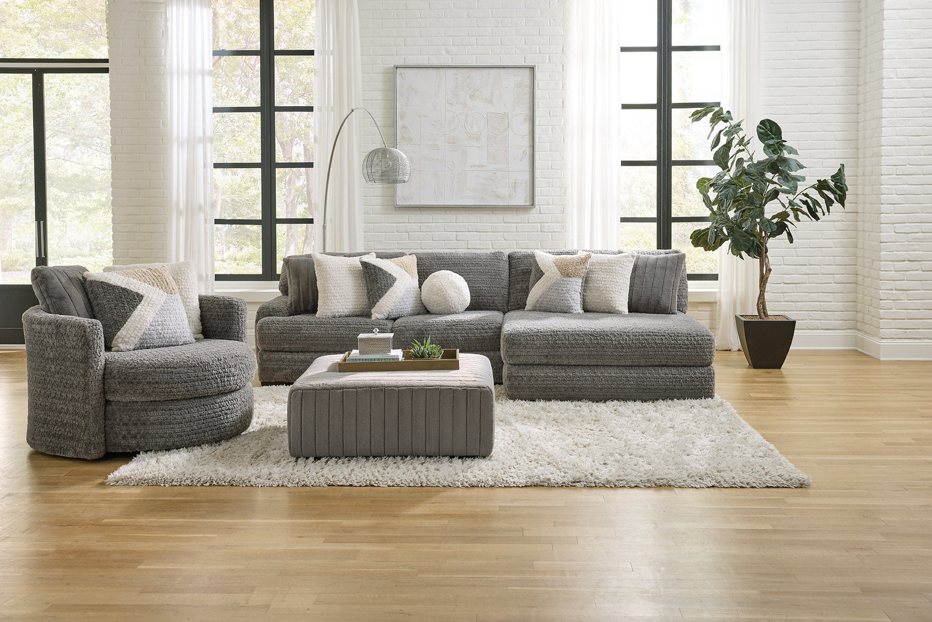 Perch 2 Piece Sectional with Double Chaise: Doodle Iron Main image